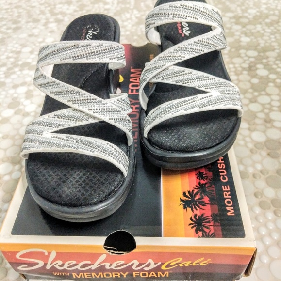 Skechers Shoes - Skechers Mega Flash white & silver Wedge size 7